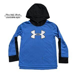 Under Armour Sz 4 Blue & Black Hooded Shirt Pullover